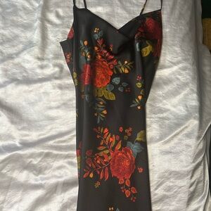 Zara Black and Red Asymmetrical Bodycon Midi Dress